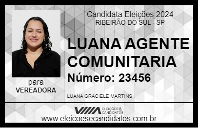 Candidato LUANA AGENTE COMUNITARIA 2024 - RIBEIRÃO DO SUL - Eleições