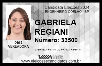 Candidato GABRIELA REGIANI 2024 - ENGENHEIRO COELHO - Eleições