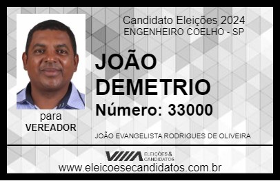 Candidato JOÃO DEMETRIO 2024 - ENGENHEIRO COELHO - Eleições