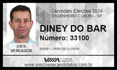 Candidato DINEY DO BAR 2024 - ENGENHEIRO COELHO - Eleições