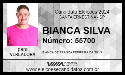 Candidato BIANCA SILVA 2024 - SANTA ERNESTINA - Eleições