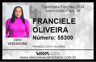 Candidato FRANCIELE OLIVEIRA 2024 - SANTA ERNESTINA - Eleições