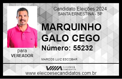 Candidato MARQUINHO GALO CEGO 2024 - SANTA ERNESTINA - Eleições