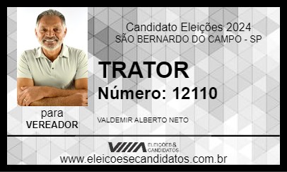 Candidato TRATOR     2024 - SÃO BERNARDO DO CAMPO - Eleições