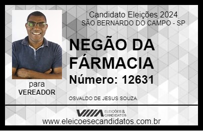 Candidato NEGÃO DA FÁRMACIA     2024 - SÃO BERNARDO DO CAMPO - Eleições