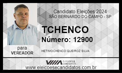 Candidato TCHENCO 2024 - SÃO BERNARDO DO CAMPO - Eleições