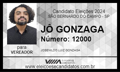 Candidato JÔ GONZAGA     2024 - SÃO BERNARDO DO CAMPO - Eleições