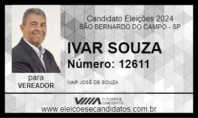 Candidato IVAR SOUZA     2024 - SÃO BERNARDO DO CAMPO - Eleições