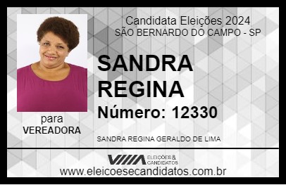 Candidato SANDRA REGINA      2024 - SÃO BERNARDO DO CAMPO - Eleições