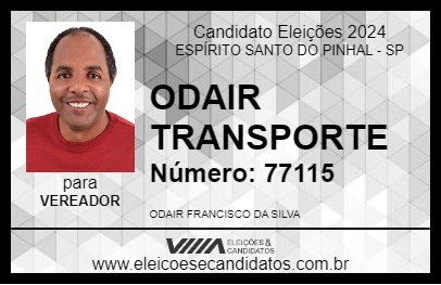 Candidato ODAIR TRANSPORTE 2024 - ESPÍRITO SANTO DO PINHAL - Eleições