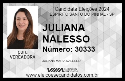 Candidato JULIANA NALESSO 2024 - ESPÍRITO SANTO DO PINHAL - Eleições