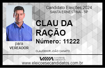 Candidato CLAU DA RAÇÃO 2024 - SANTA ERNESTINA - Eleições