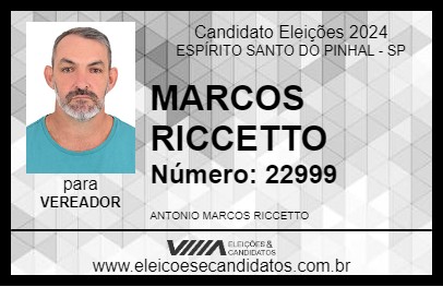 Candidato MARCOS RICCETTO 2024 - ESPÍRITO SANTO DO PINHAL - Eleições