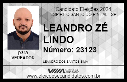 Candidato LEANDRO  ZÉ LINDO 2024 - ESPÍRITO SANTO DO PINHAL - Eleições