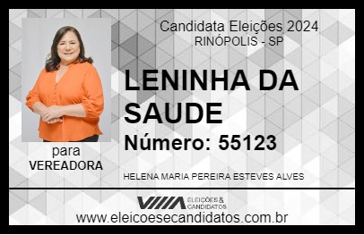 Candidato LENINHA DA SAUDE 2024 - RINÓPOLIS - Eleições