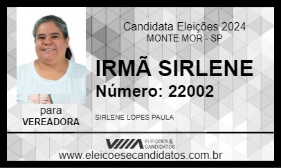 Candidato IRMÃ SIRLENE 2024 - MONTE MOR - Eleições