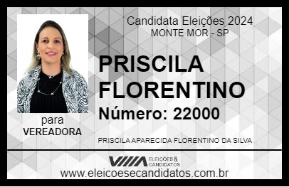 Candidato PRISCILA FLORENTINO 2024 - MONTE MOR - Eleições