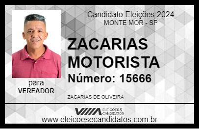 Candidato ZACARIAS MOTORISTA 2024 - MONTE MOR - Eleições