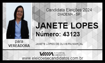 Candidato JANETE LOPES 2024 - DIADEMA - Eleições