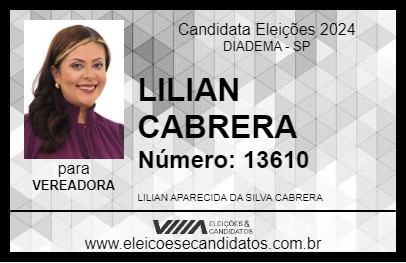 Candidato LILIAN CABRERA 2024 - DIADEMA - Eleições