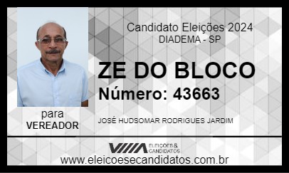 Candidato ZE DO BLOCO 2024 - DIADEMA - Eleições