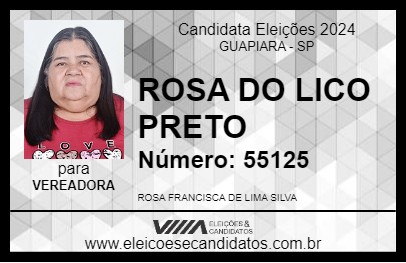 Candidato ROSA DO LICO PRETO 2024 - GUAPIARA - Eleições