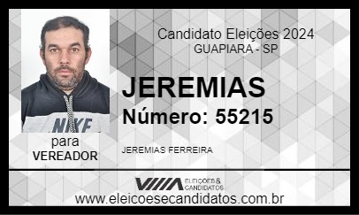 Candidato JEREMIAS 2024 - GUAPIARA - Eleições