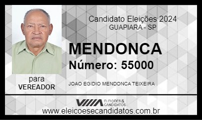 Candidato MENDONCA 2024 - GUAPIARA - Eleições