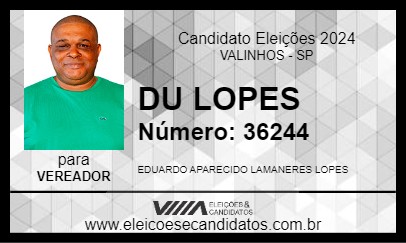 Candidato DU LOPES 2024 - VALINHOS - Eleições