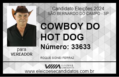 Candidato COWBOY DO HOT DOG 2024 - SÃO BERNARDO DO CAMPO - Eleições