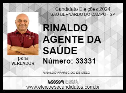 Candidato RINALDO AGENTE DA SAÚDE 2024 - SÃO BERNARDO DO CAMPO - Eleições