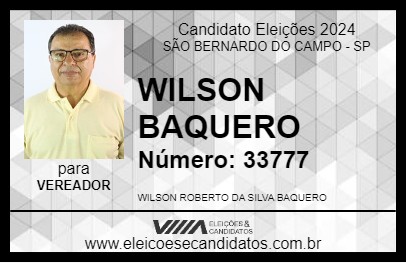 Candidato WILSON BAQUERO 2024 - SÃO BERNARDO DO CAMPO - Eleições