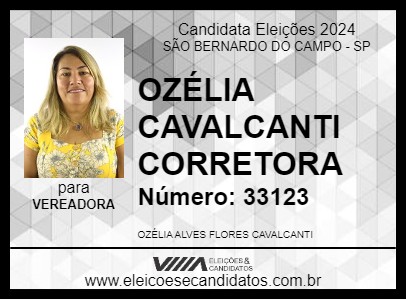 Candidato OZÉLIA CAVALCANTI CORRETORA 2024 - SÃO BERNARDO DO CAMPO - Eleições