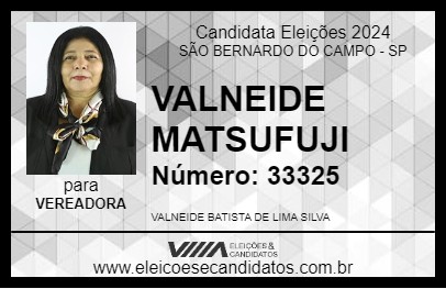 Candidato VALNEIDE MATSUFUJI 2024 - SÃO BERNARDO DO CAMPO - Eleições