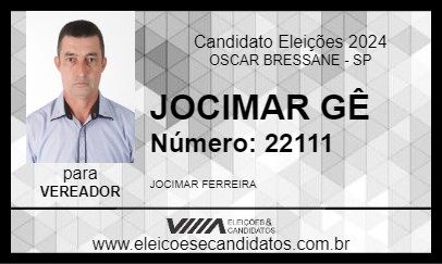 Candidato JOCIMAR GÊ 2024 - OSCAR BRESSANE - Eleições