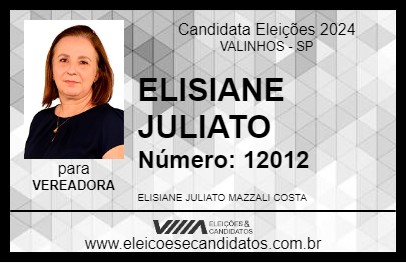 Candidato ELISIANE JULIATO 2024 - VALINHOS - Eleições