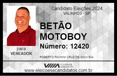 Candidato BETÃO MOTOBOY 2024 - VALINHOS - Eleições