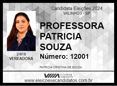 Candidato PROFESSORA PATRICIA SOUZA 2024 - VALINHOS - Eleições