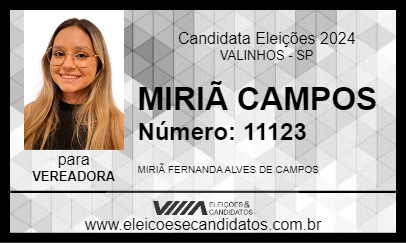 Candidato MIRIÃ CAMPOS 2024 - VALINHOS - Eleições