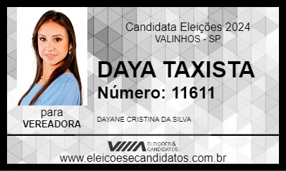 Candidato DAYA TAXISTA 2024 - VALINHOS - Eleições