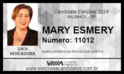 Candidato MARY ESMERY 2024 - VALINHOS - Eleições