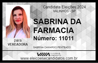 Candidato SABRINA DA FARMACIA 2024 - VALINHOS - Eleições