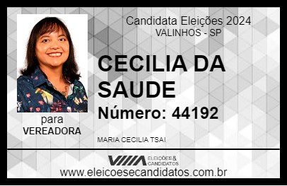 Candidato CECILIA DA SAUDE 2024 - VALINHOS - Eleições