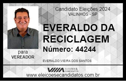 Candidato EVERALDO DA RECICLAGEM 2024 - VALINHOS - Eleições