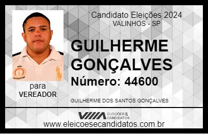 Candidato GUILHERME GONÇALVES 2024 - VALINHOS - Eleições