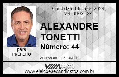 Candidato ALEXANDRE TONETTI 2024 - VALINHOS - Eleições