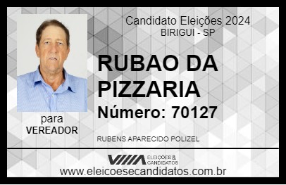 Candidato RUBAO DA PIZZARIA 2024 - BIRIGUI - Eleições