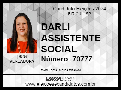 Candidato DARLI ASSISTENTE SOCIAL 2024 - BIRIGUI - Eleições