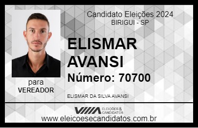 Candidato ELISMAR AVANSI 2024 - BIRIGUI - Eleições