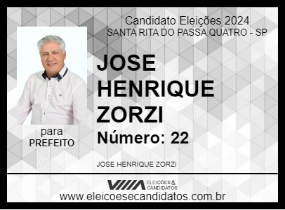 Candidato JOSE HENRIQUE ZORZI 2024 - SANTA RITA DO PASSA QUATRO - Eleições